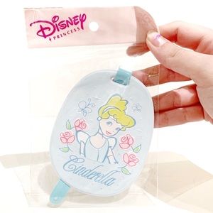 Disney Princess Cinderella Rubber Luggage Tag Blue Roses Butterflies New Travel